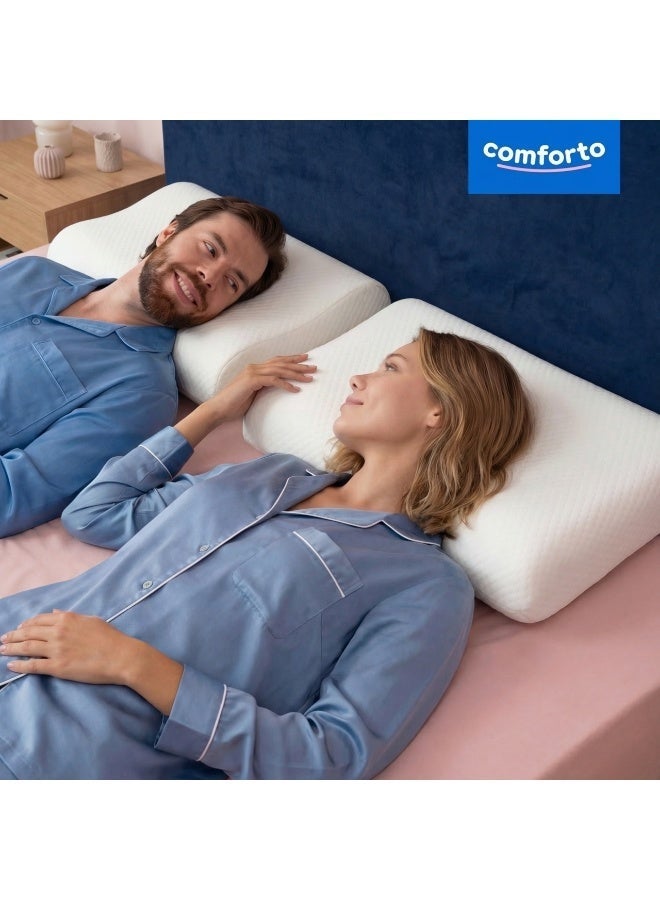 Comforto White Royal Memory Foam Pillow Large Size 70x45x14 Orthopedic Bed Pillow for Side Sleepers Cervical Neck Support Pillow for Luxury Comfort and Pain Relief - Image 4